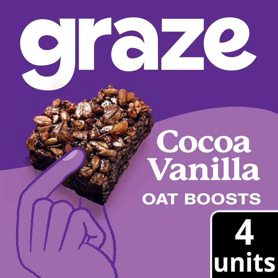 Graze Cocoa Vanilla Oat Boosts Flapjack Snack 4x30G
