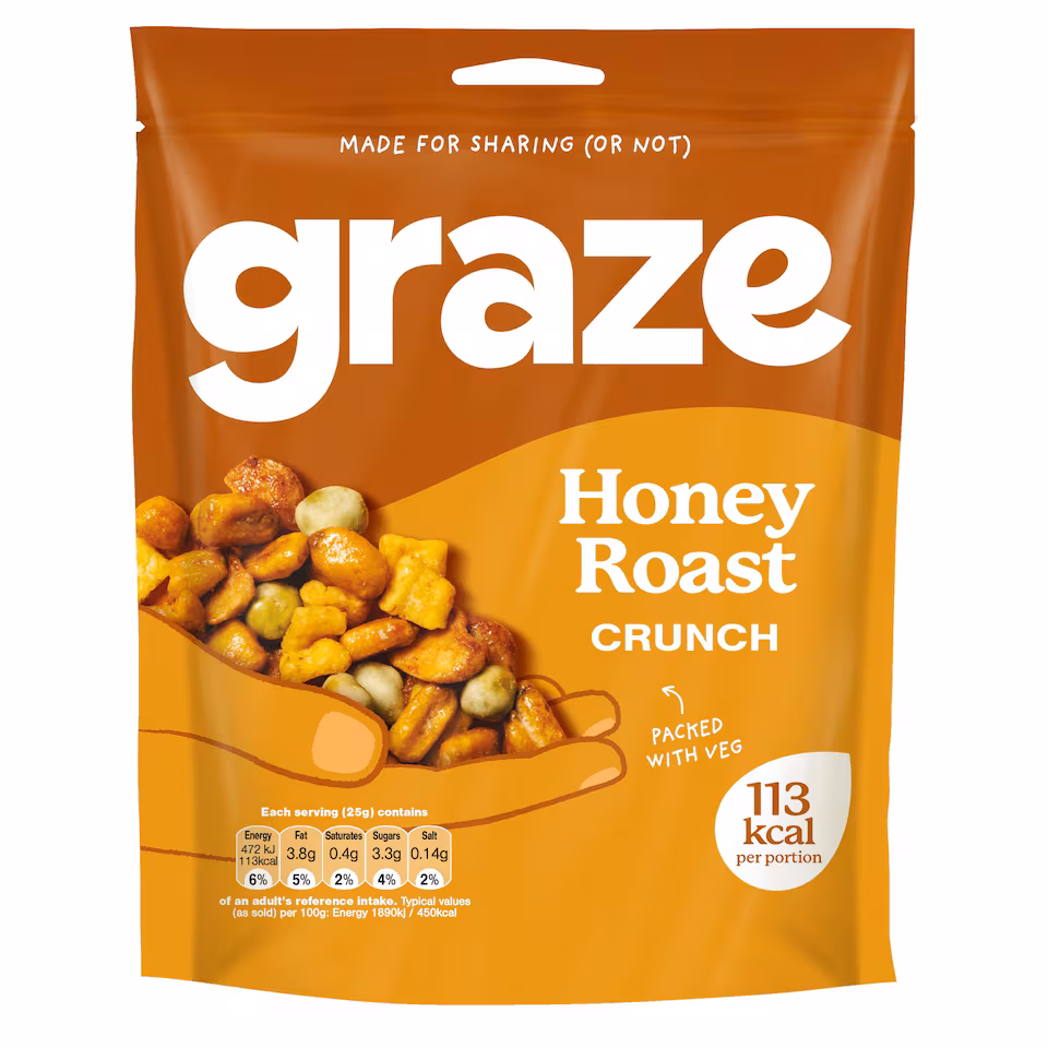 Graze Honey Roast Crunch Sharing Bag Snack 100G