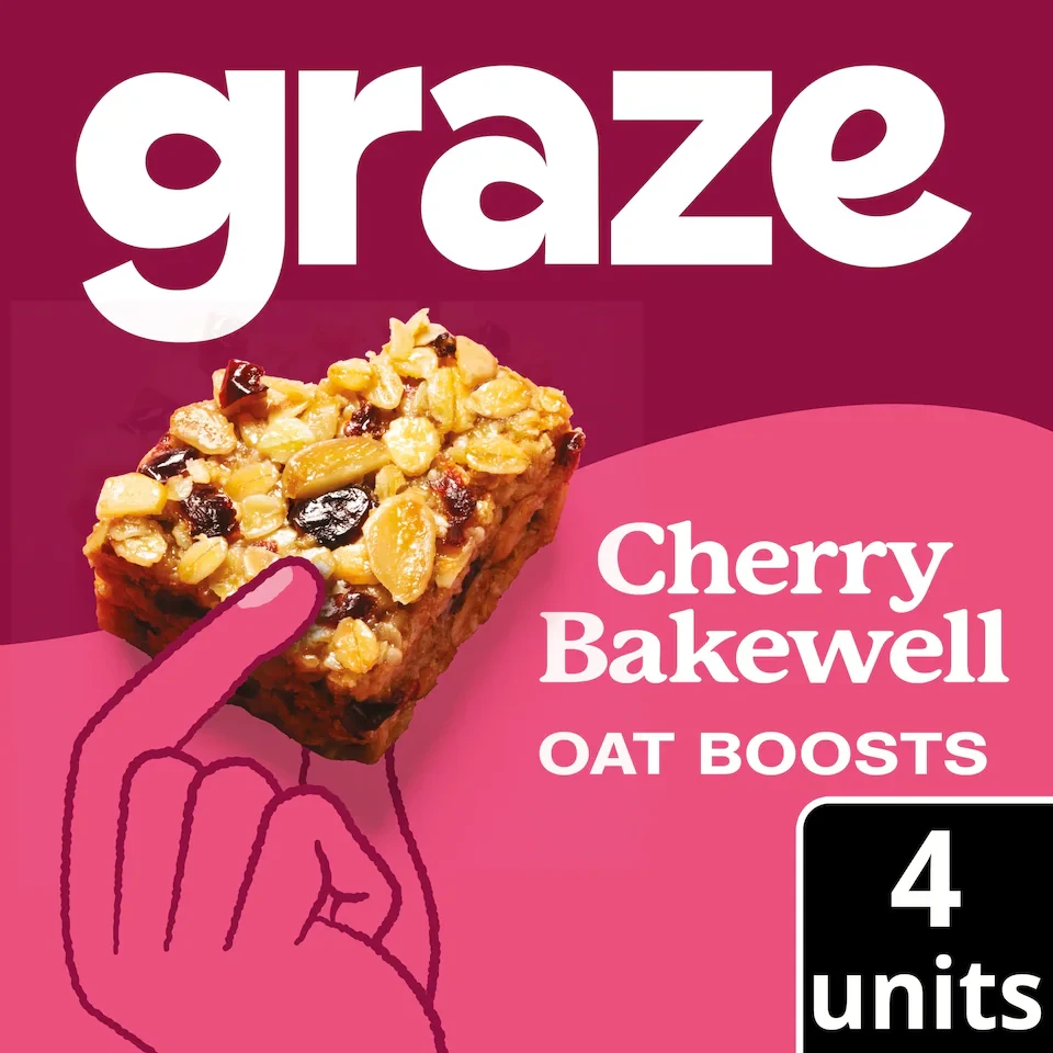 Graze Cherry Bakewell Oat Boosts Flapjack Snack 4x30G