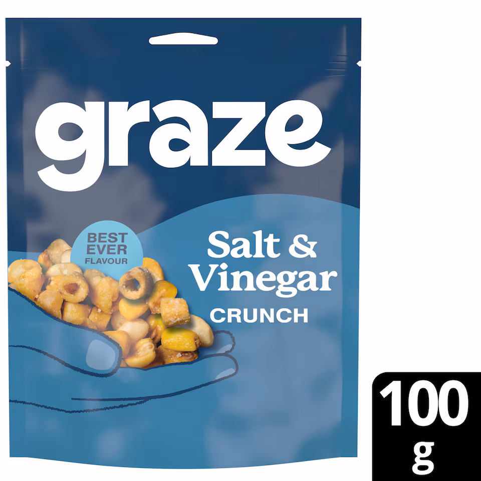 Graze Salt & Vinegar Crunch Protein Sharing Bag Snack 100G