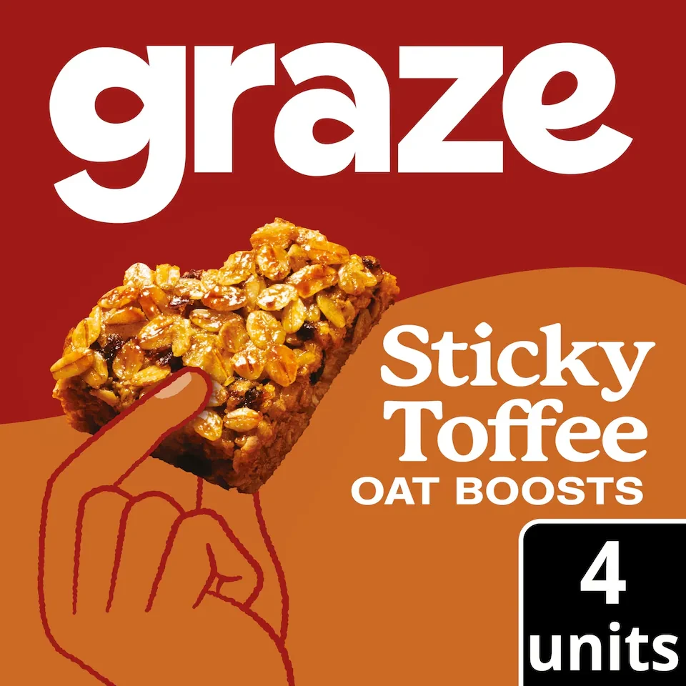 Graze Sticky Toffee Oat Boosts Flapjack Snack 4x30G
