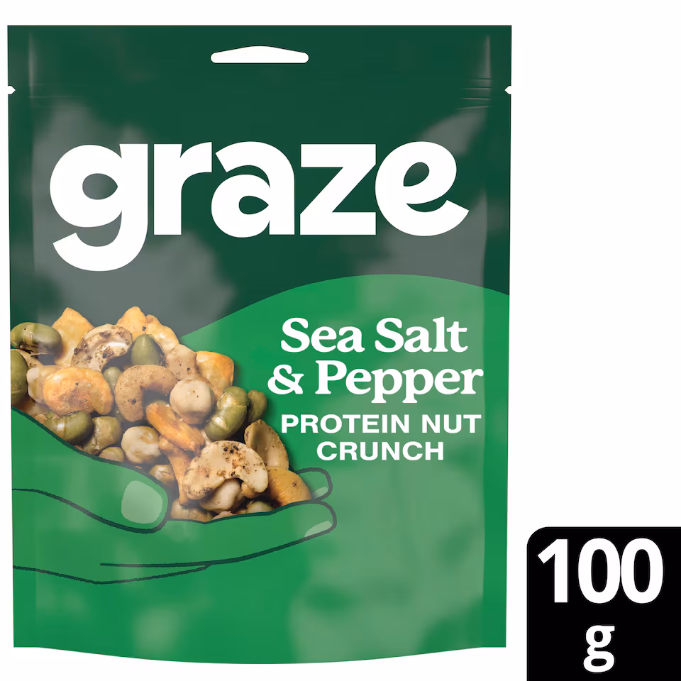 Graze Sea Salt & Pepper Protein Veg & Cashew Nuts Sharing Bag Snack 100G