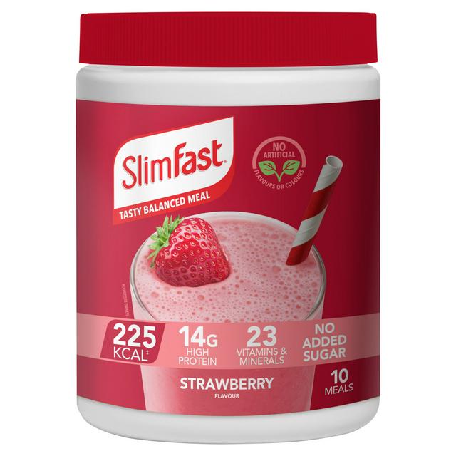 SlimFast Meal Replacement Shake Powder Tin Strawberry Flavour 10 meals 365g