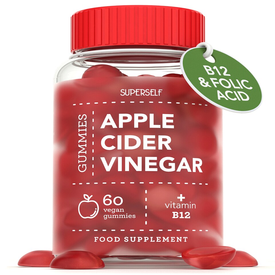 SuperSelf Apple Cider Vinegar 1000mg with Vitamin B12 & Folic Acid 60 Gummies