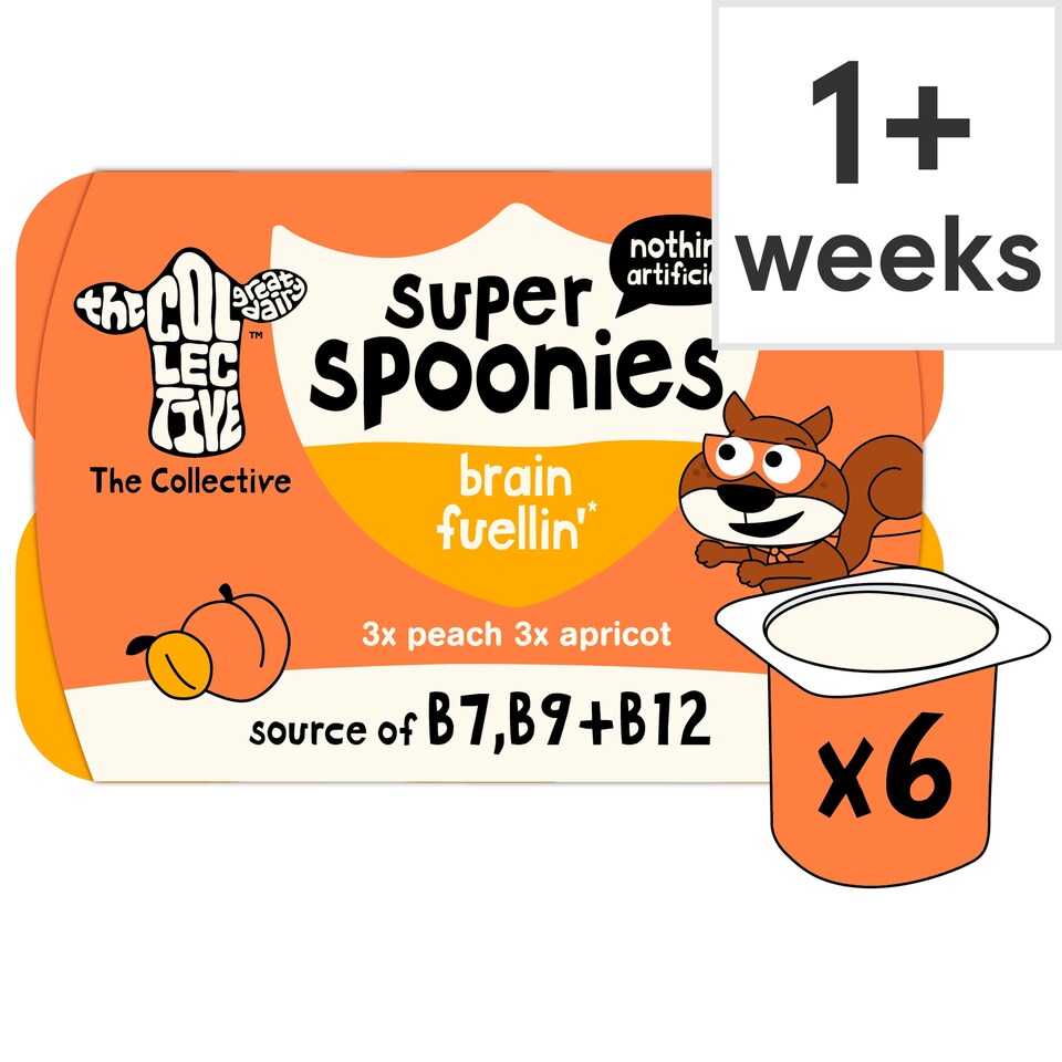 The Collective Dairy Super Spoonies Brain Fuellin Peach & Apricot Yoghurt 6x42g