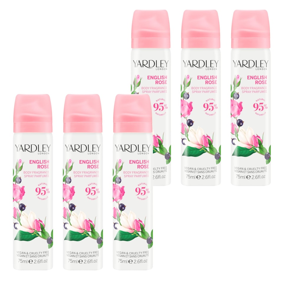 Yardley London Rose Floral Body Spray 6 x 75ml