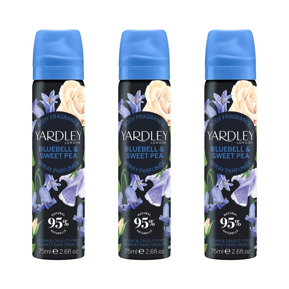 Yardley London Bluebell & Sweet Pea Body Spray 3 x 75ml