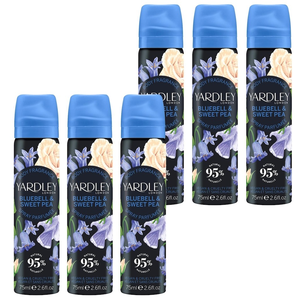 Yardley London Bluebell & Sweet Pea Body Spray 6 x 75ml