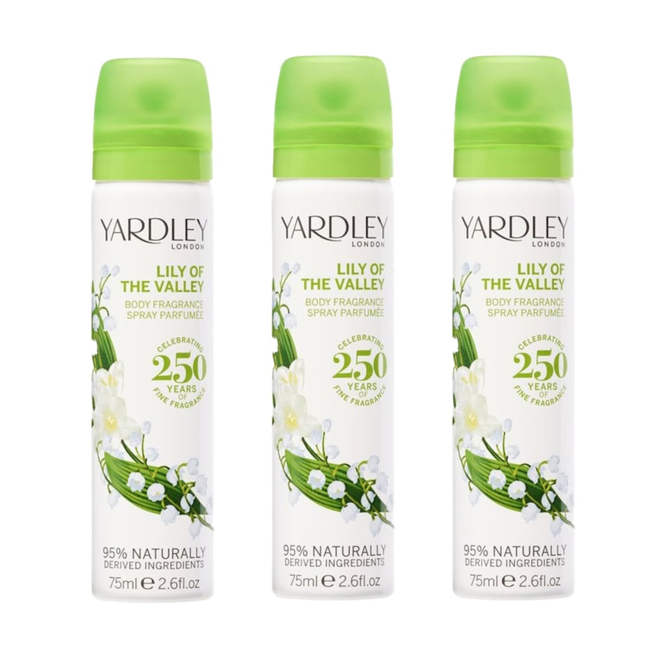 Yardley London Lily of the Valley Floral Body Spray 3 x 75ml