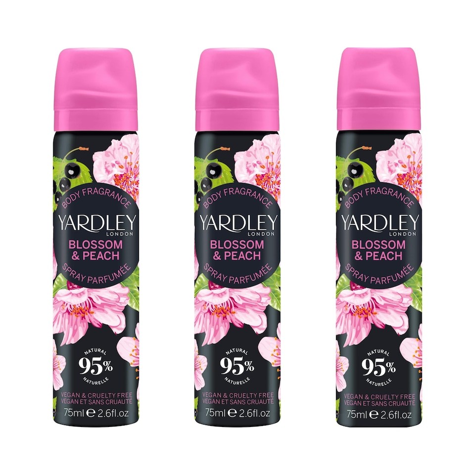 Yardley London Blossom & Peach Body Spray 3 x 75ml