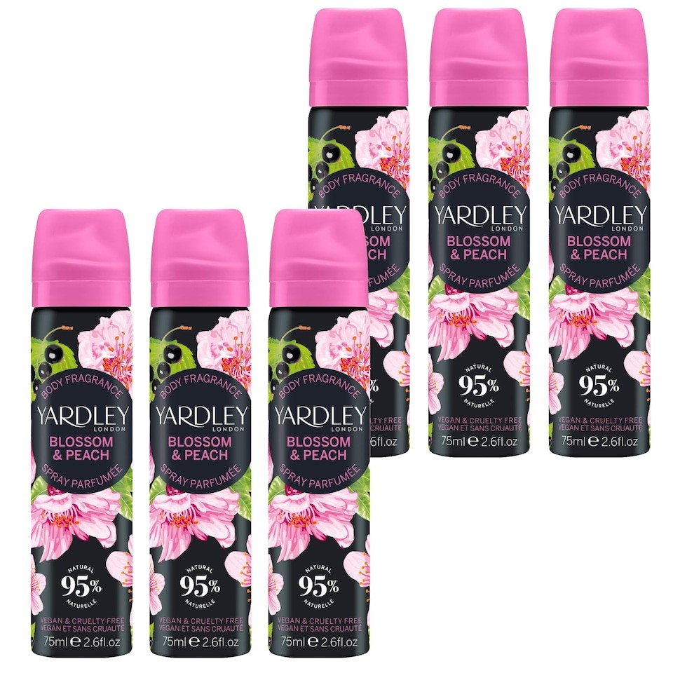 Yardley London Blossom & Peach Body Spray 6 x 75ml