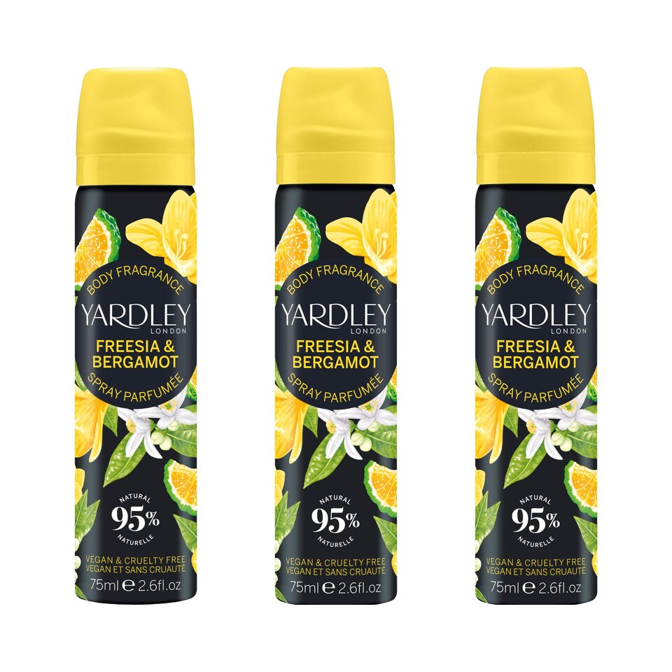 Yardley London Freesia & Bergamot Body Spray 3 x 75ml