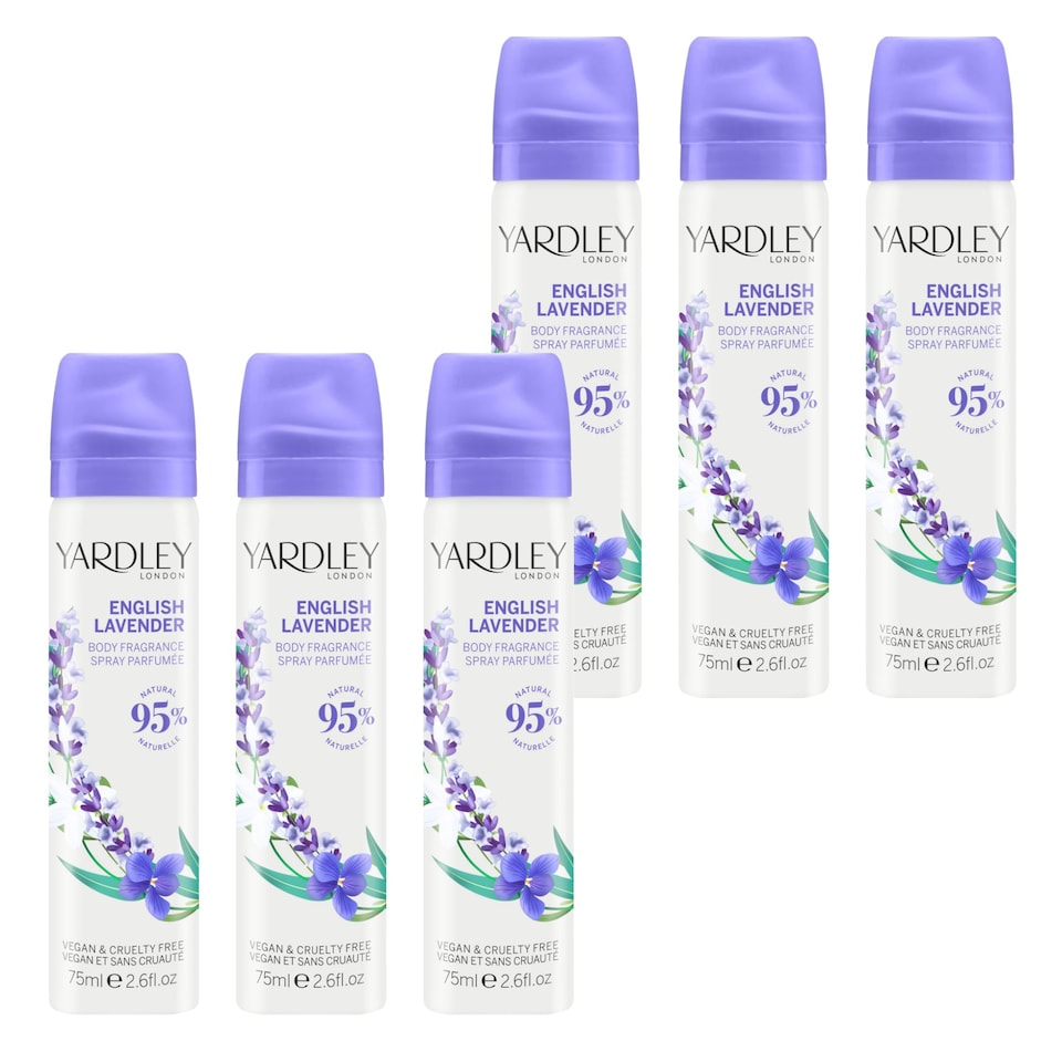 Yardley London English Lavender Body Spray 6 x 75ml