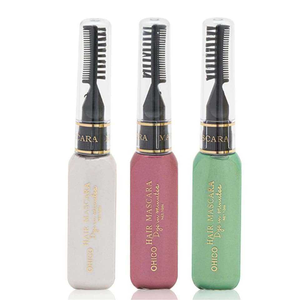 Aquarius Set of 3 Wash Out Hair Mascara Dye Creams in Red, White & Green