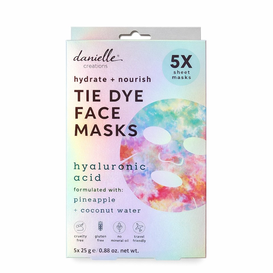 Danielle Creations Tie Dye Hyaluronic Acid Sheet Masks 5 Pack Gift Set