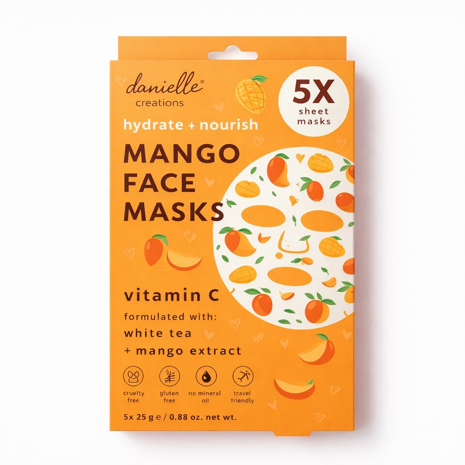 Danielle Creations Mango Vitamin C Sheet Masks 5 Pack Gift Set