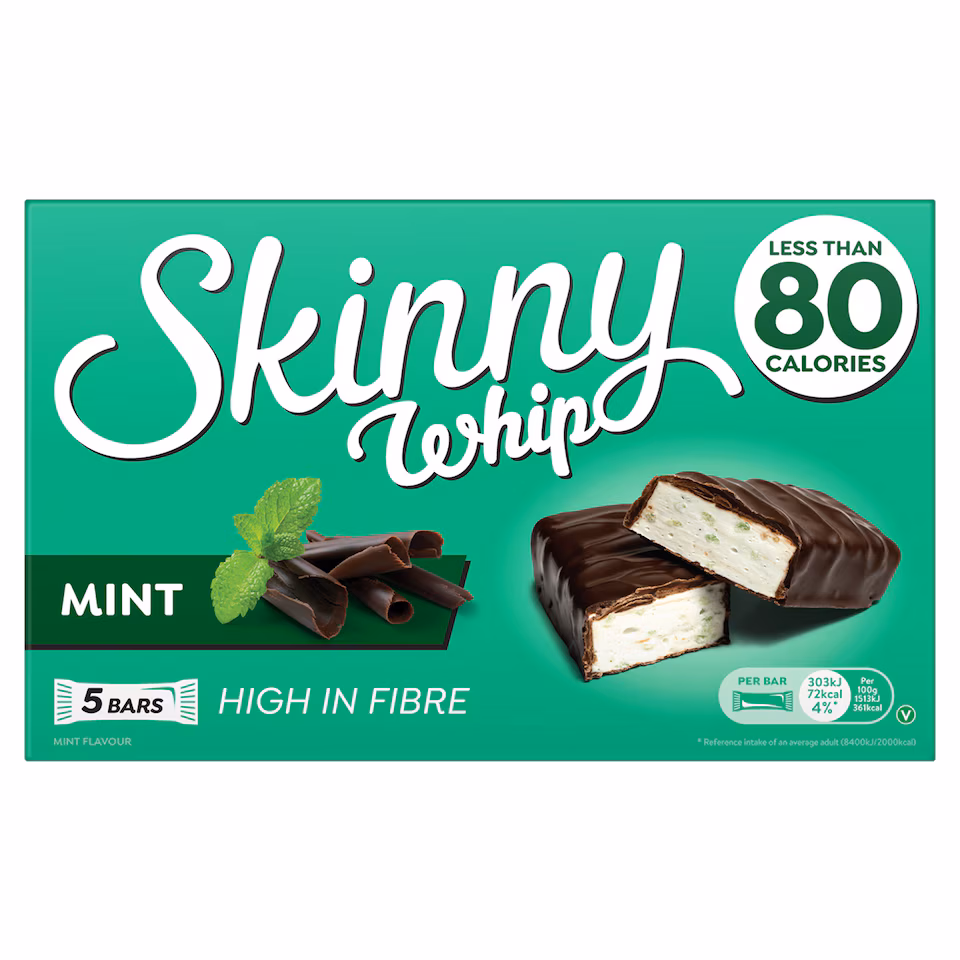 Skinny Whip Mint And Dark Chocolate Bars 5X20g