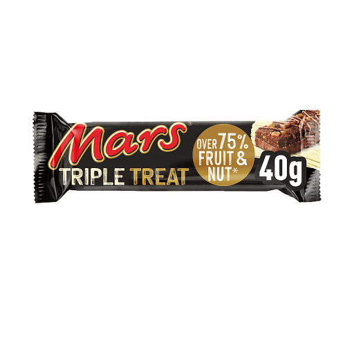 Mars Triple Treat Fruit & Nut Milk Chocolate Snack Bar with Fudge Pieces, 40g