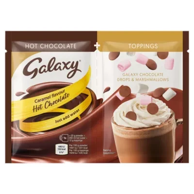 Galaxy Caramel Flavour Hot Chocolate Galaxy Chocolate Drops & Marshmallows 37g ((2 x 6 g e) +25g)