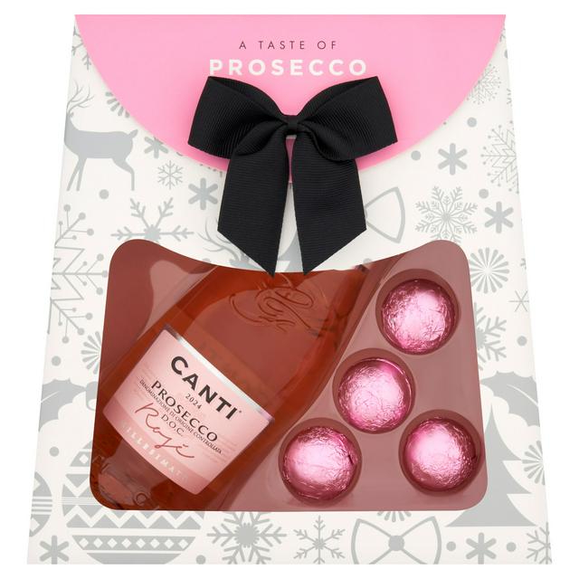 Canti Prosecco Rose 20cl & the Secret Truffletier Milk Prosecco Truffle 38g
