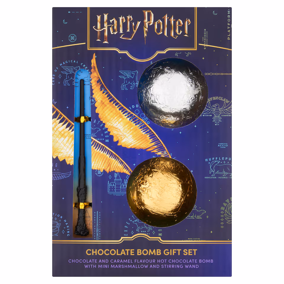 Harry Potter Hot Chocolate Bomb Duo & Wand Stirrer Christmas Gift Set