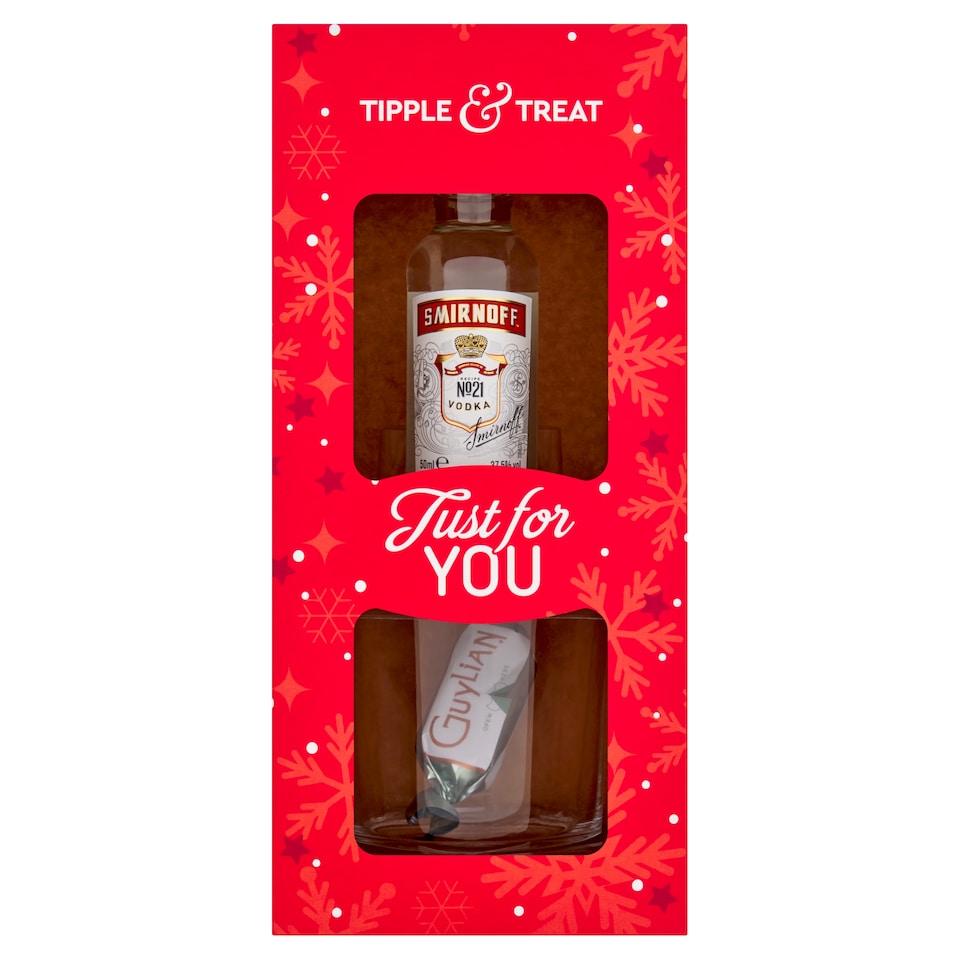 Smirnoff Vodka 5cl Just For You - with Guylian's Temptations Praline 10.5g and Glass