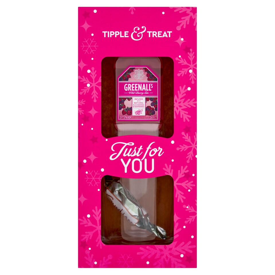 Greenall's Wild Berry Gin 5cl Just For You - with Guylian's Temptations Praline 10.5g and Glass