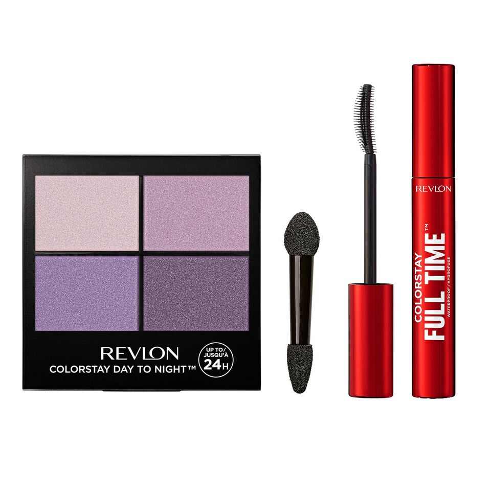 Revlon Day-to-Night Eye Essentials Set ColorStay Eyeshadow Quad & Full Time Mascara
