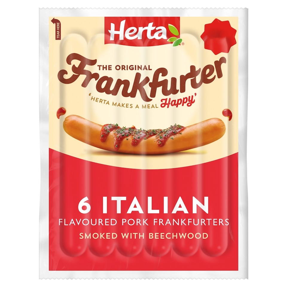 Herta 6 Italian Flavour Pork Frankfurter 210g