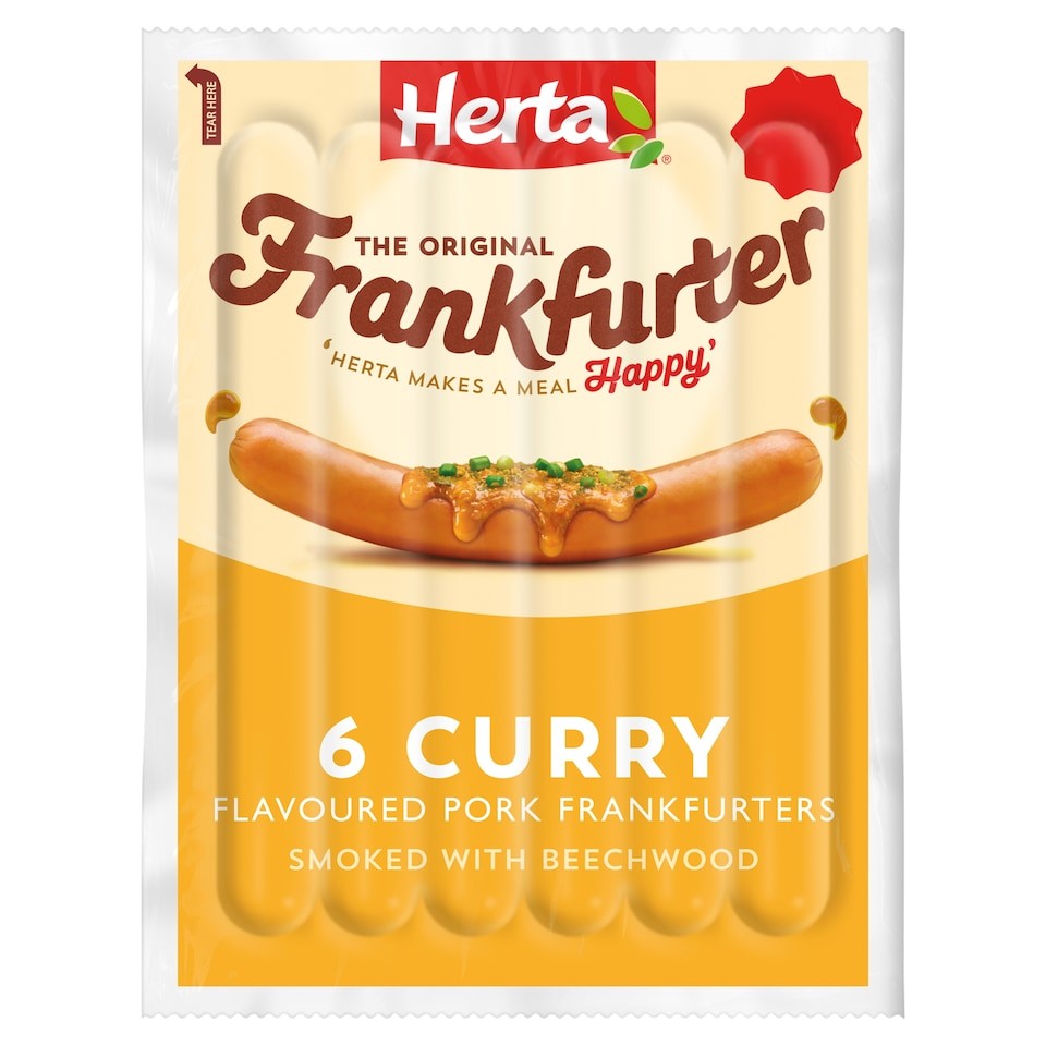 Herta 6 Curry Flavour Pork Frankfurter 210g
