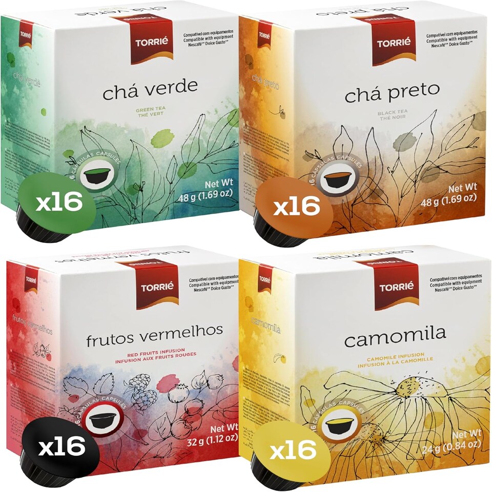 Dolce Gusto Compatible Green Tea, Lemon, Fruit & Herbal Tea Tasting Pack Variety Blend