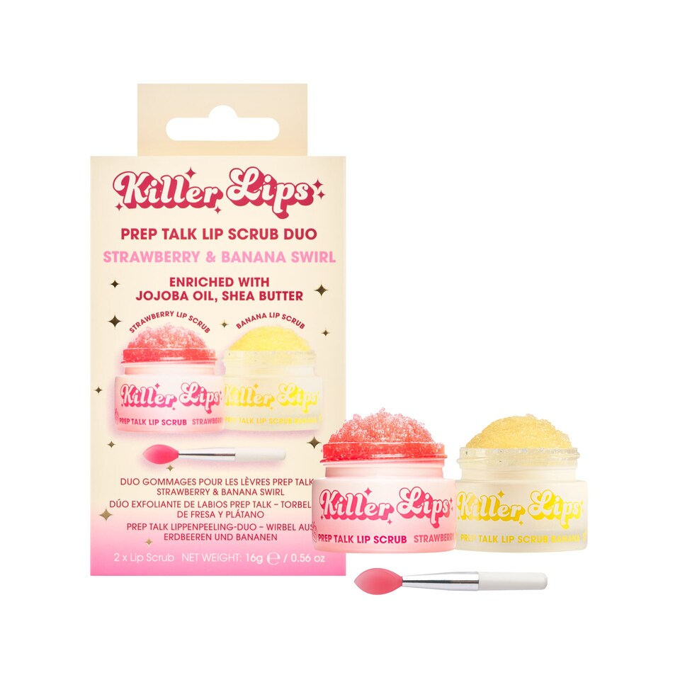Killer Lips Prep Talk Lip Scrub Duo - Strawberry & Banana Swirl