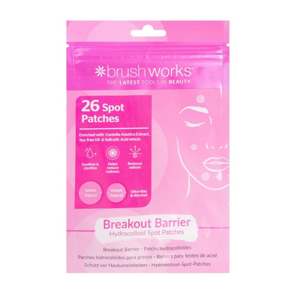 Brushworks Breakout Barrier Hydrocolloid Spot Patches 26pcs Tea Tree & Salicylic Acid | Clear