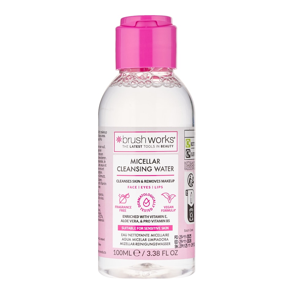Brushworks Micellar Cleansing Water 100ml - Fragrance-Free | Clear | 100ml