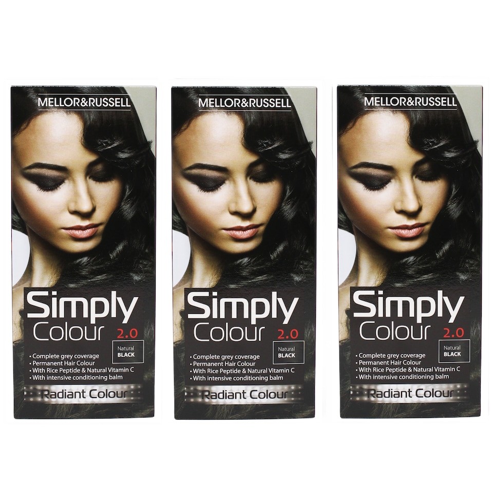 Simply Colour Permanent Hair Dye Natural Black 2.0 (Pack of 3)