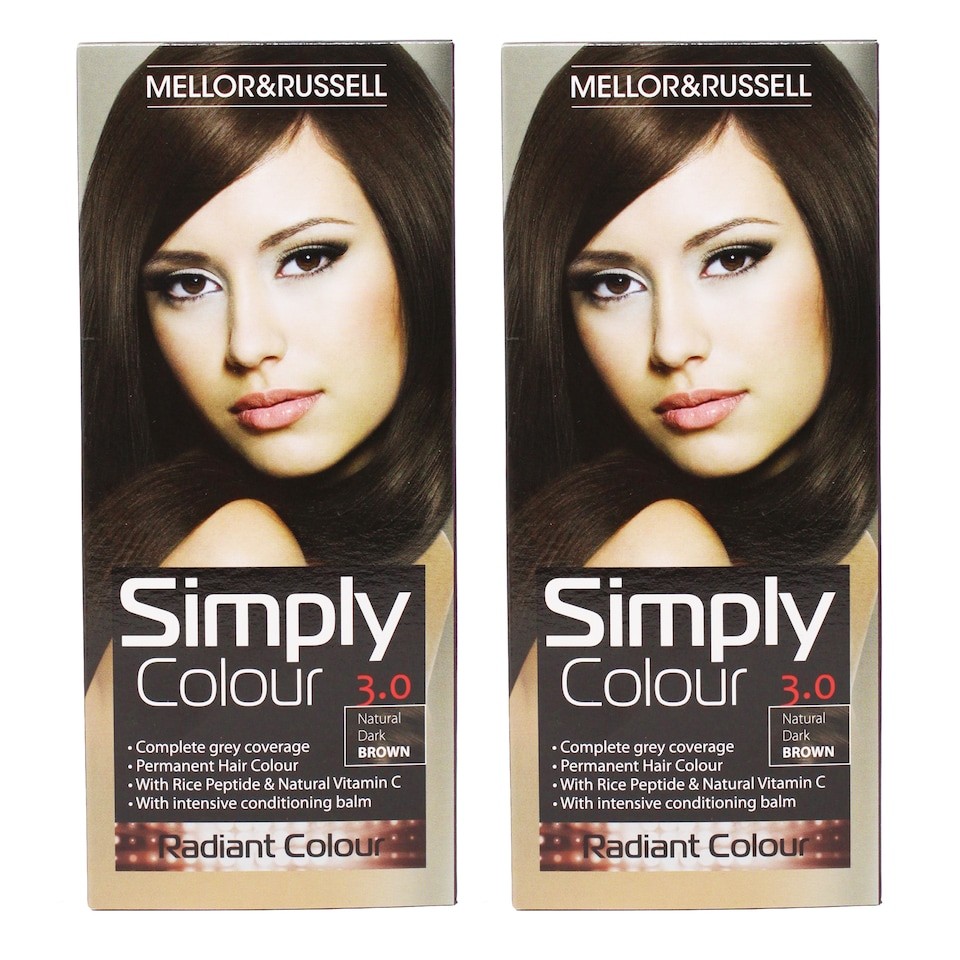 Simply Colour Permanent Hair Dye Natural Dark Brown 3.0 (Pack of 2)