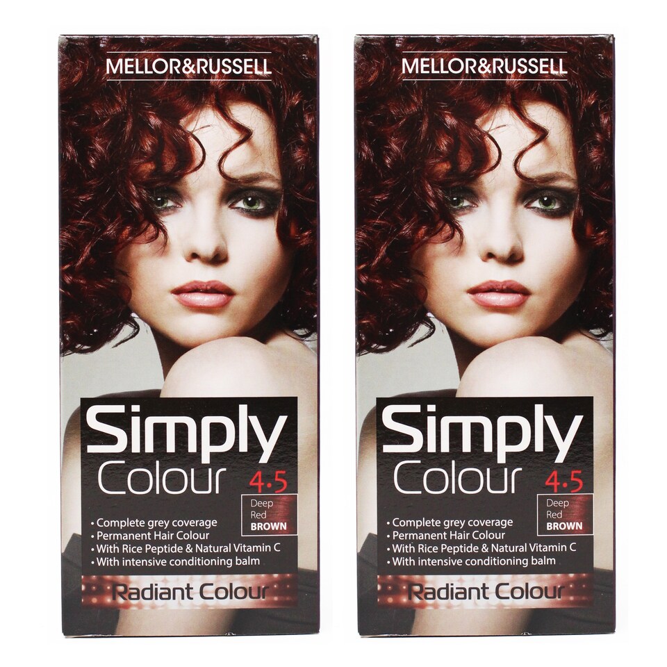 Simply Colour Permanent Hair Dye Deep Red Brown 4.5 (Pack of 2)