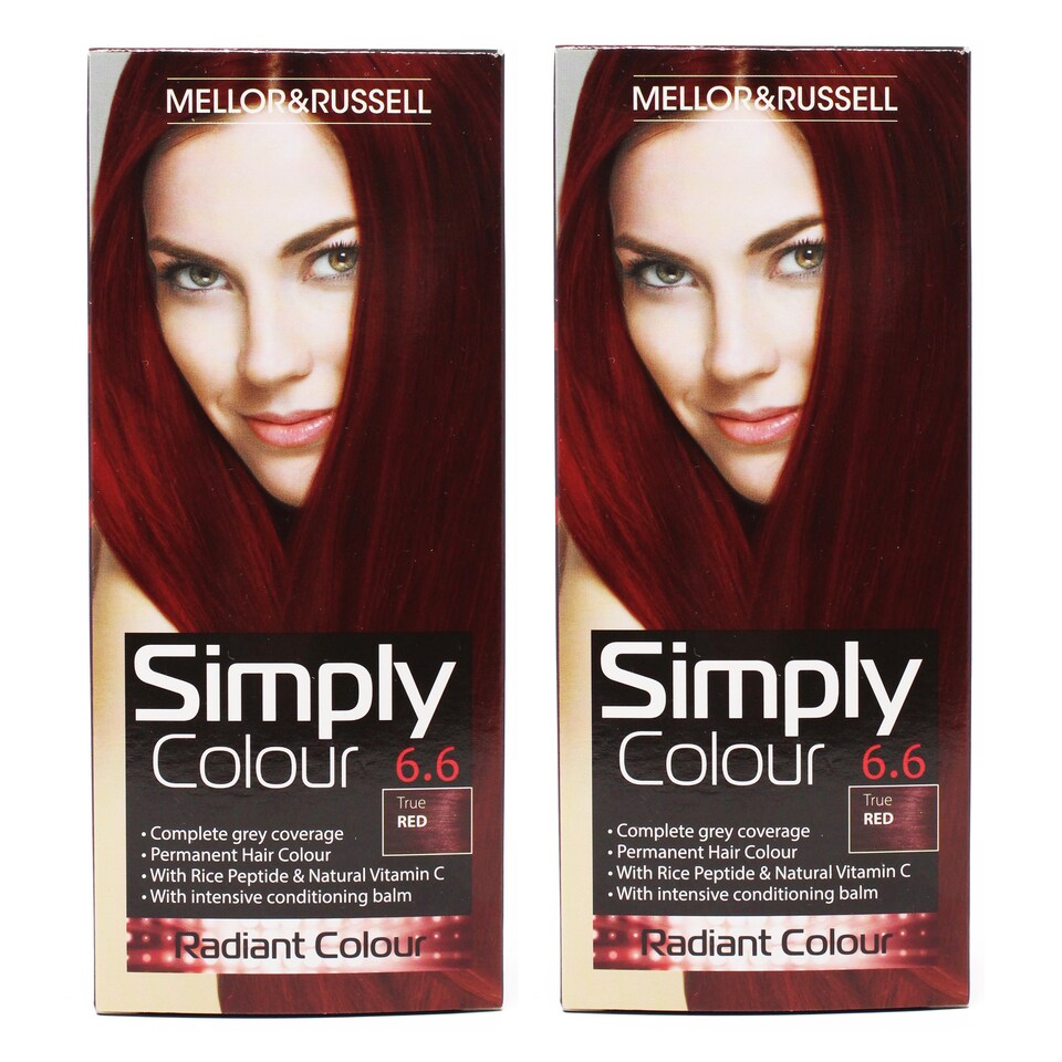 Simply Colour Permanent Hair Dye True Red 6.6 (Pack of 2)