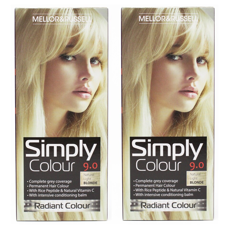 Simply Colour Permanent Hair Dye Natural Light Blonde 9.0 (Pack of 2)
