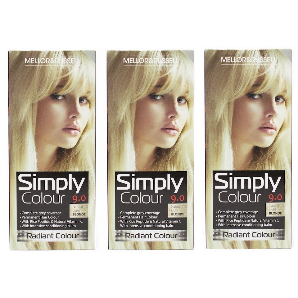 Simply Colour Permanent Hair Dye Natural Light Blonde 9.0 (Pack of 3)