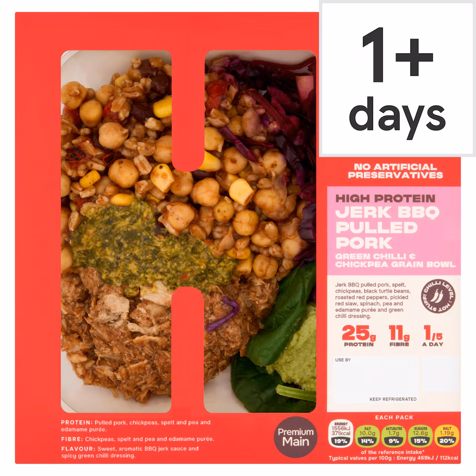 HIDE Jerk BBQ Pulled Pork, Chickpea & Grain Bowl 332g