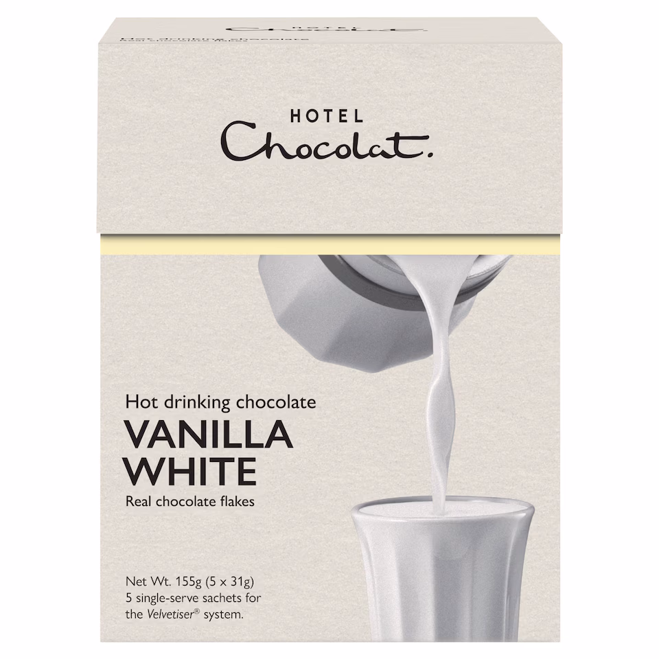 Hotel Chocolat Hot Drinking Chocolate Vanilla White 5 x 31g