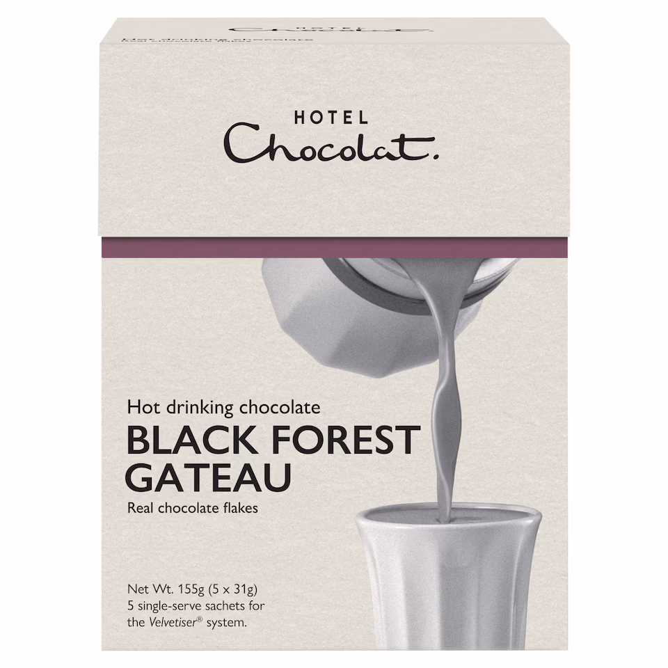 Hotel Chocolat Hot Drinking Chocolate Black Forest Gateau 5 x 31g