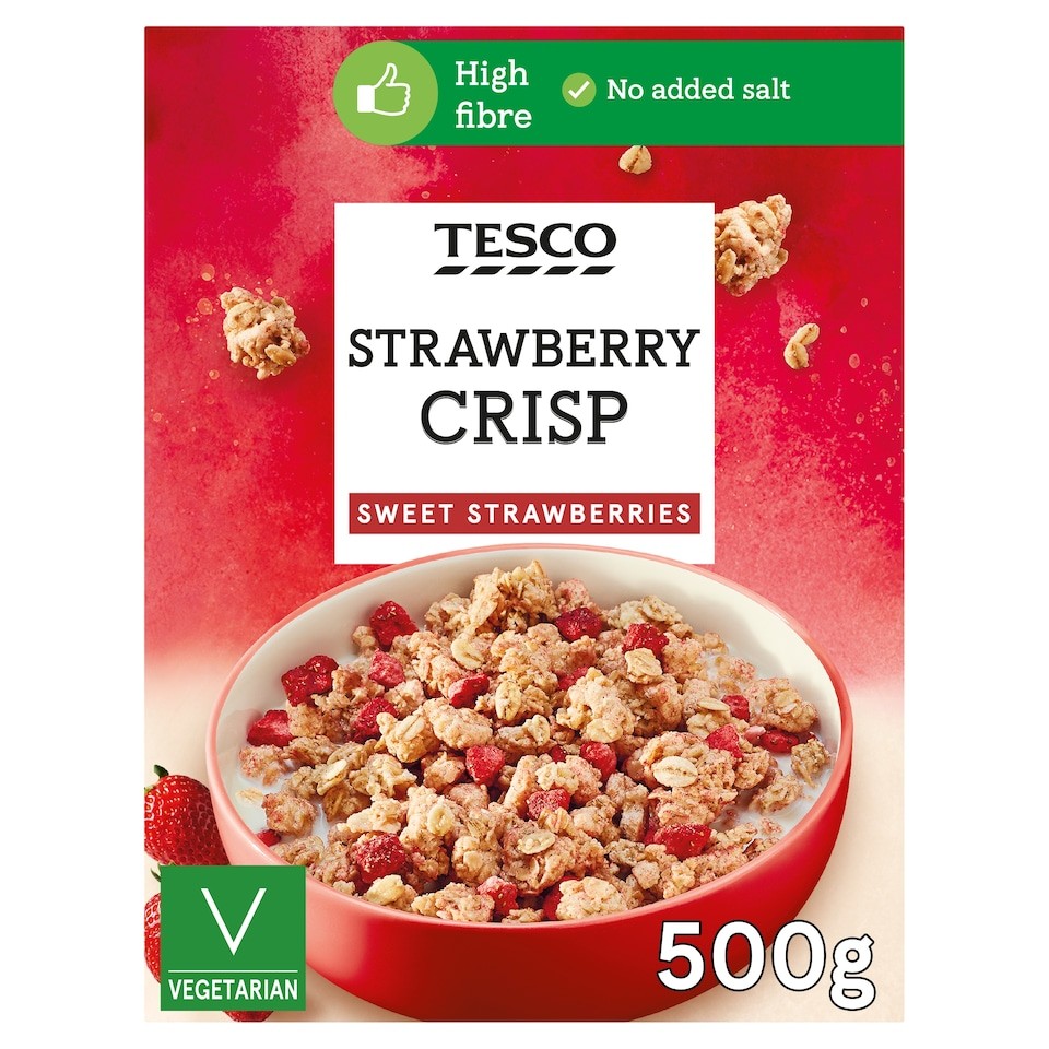 Tesco Strawberry Crisp Cereal 500G