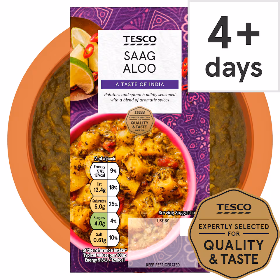 Tesco Indian Saag Aloo 300G