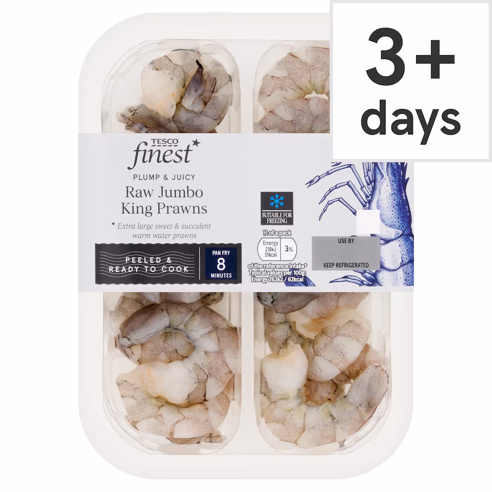 Tesco Finest Raw Jumbo King Prawns 165G
