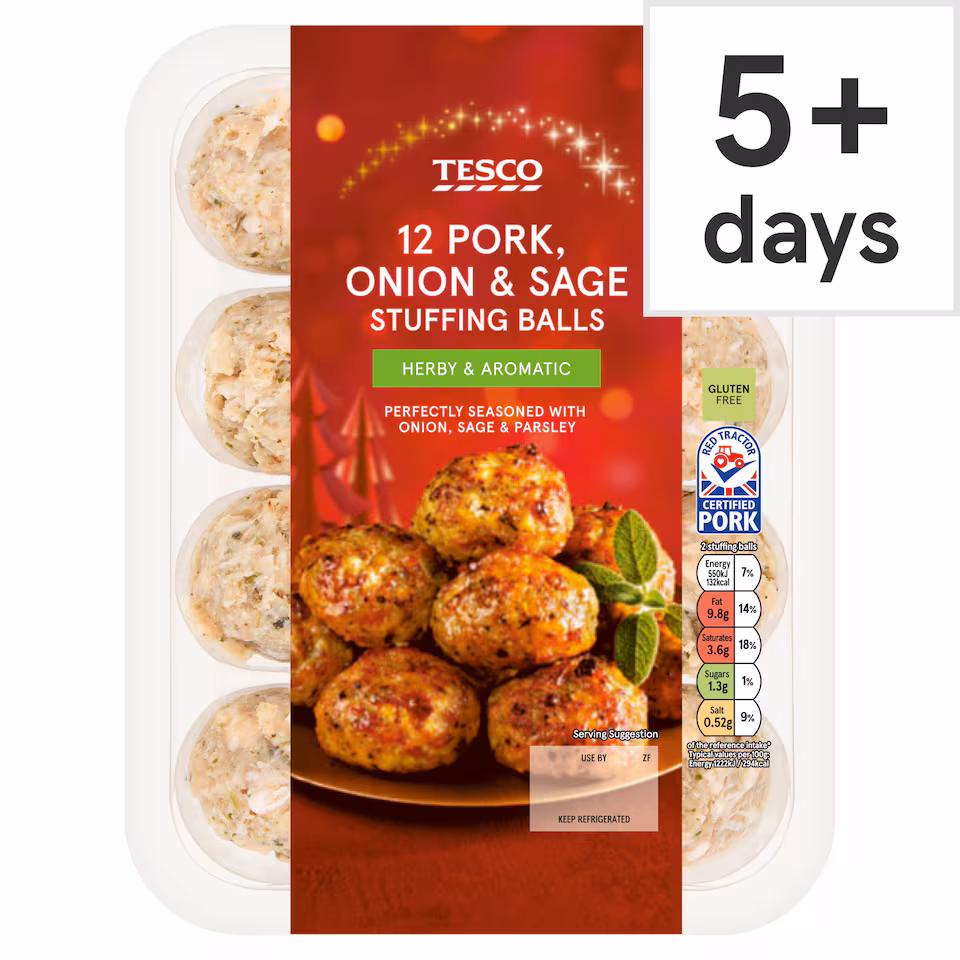 Tesco 12 British Pork Stuffing Balls 350G
