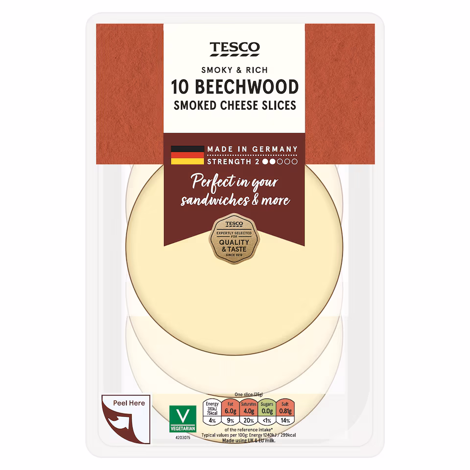 Tesco Beechwood Smoked Cheese Slices 10 Pack 250g