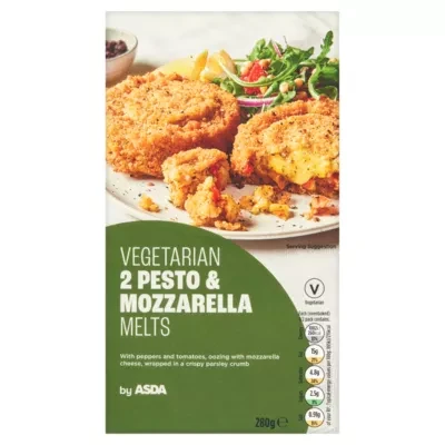 Asda Vegetarian 2 Vegetarian Pesto & Mozzarella Melts 280g