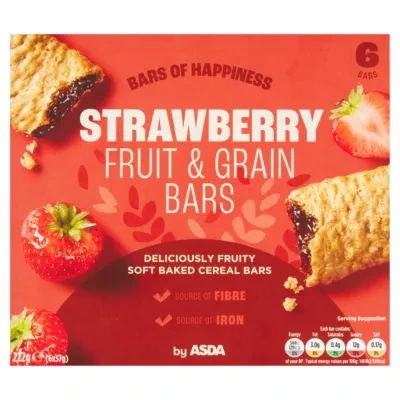 ASDA 6 Strawberry Fruit & Grain Bars 6 x 37g (222g)